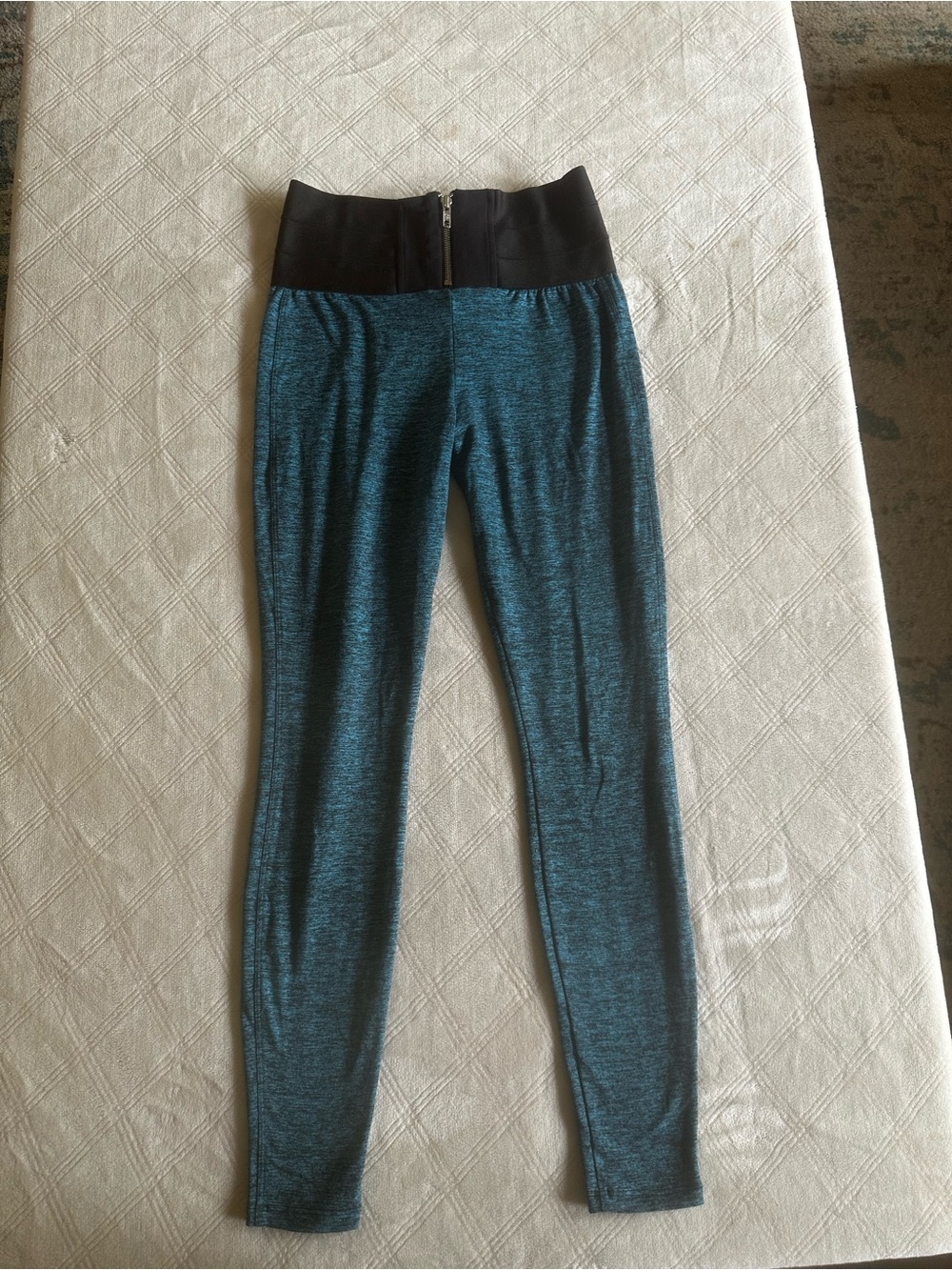 Bombshell Sportswear Teal Heather Leggings with Black Waist